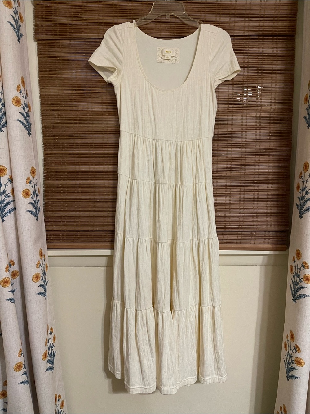 Maeve Cream Tiered Scoop-Neck Maxi Dress